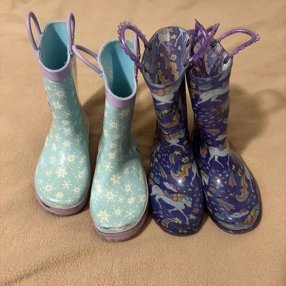 Kids' Snowflake and Unicorn Rain Boots
